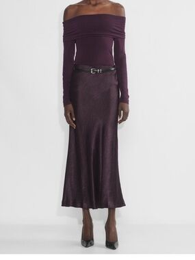 Aritzia Satin Maxi Slip Skirt - noble purple